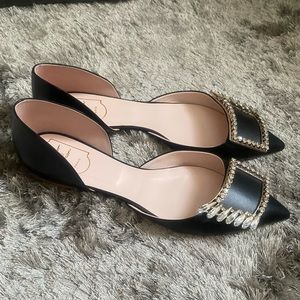 Roger Vivier Wings Crystal Buckle Flats